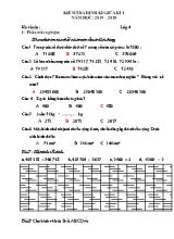 Đề kiểm tra định kì giữa kì I môn Toán Lớp 4 - Năm học 2019-2020 (Có đáp án)